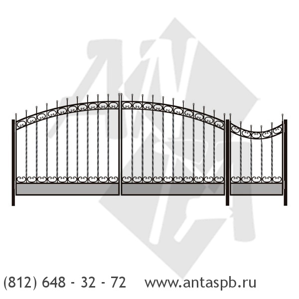 Забор с воротами и калиткой из евроштакетника
